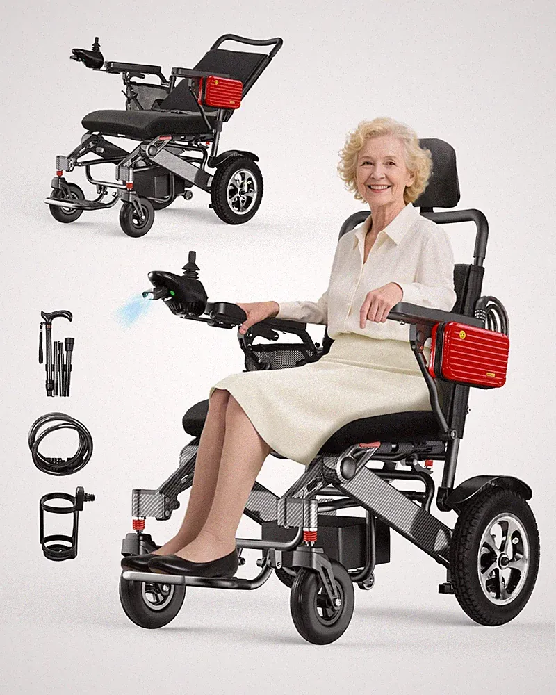30 Miles Reclining Electric Wheelchair for Adults with Headrest, Silver