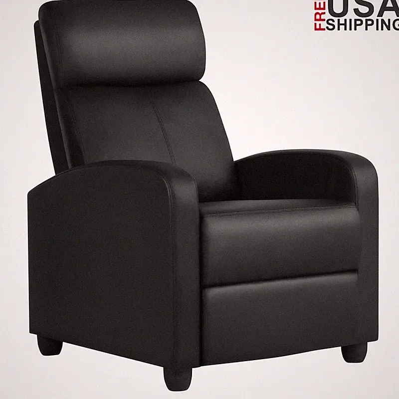 Faux Leather Push Back Recliner Chair Manual Theater Adjustable Comfort Seat New