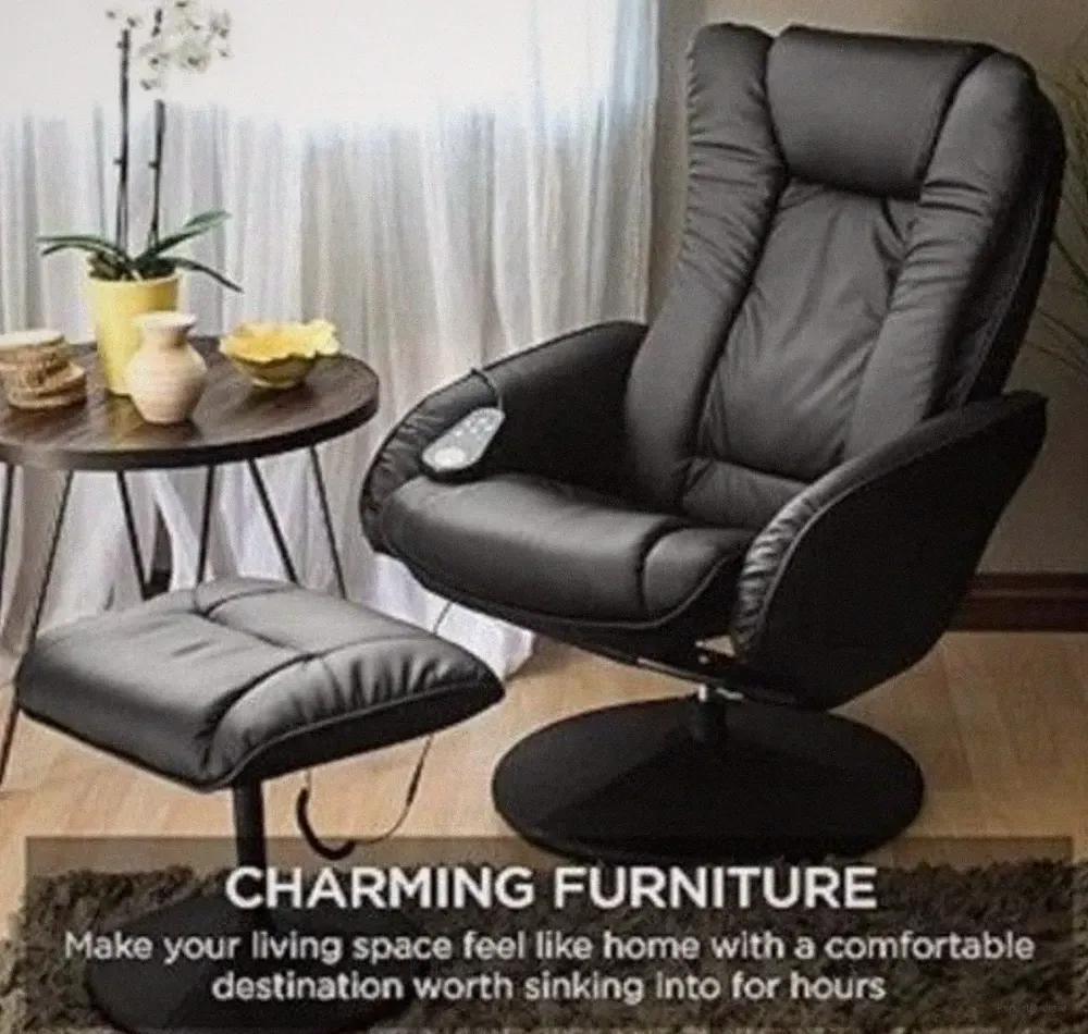 LUXURIOUS Faux Leather Electric Massage & Heat Recliner w/Ottoman!