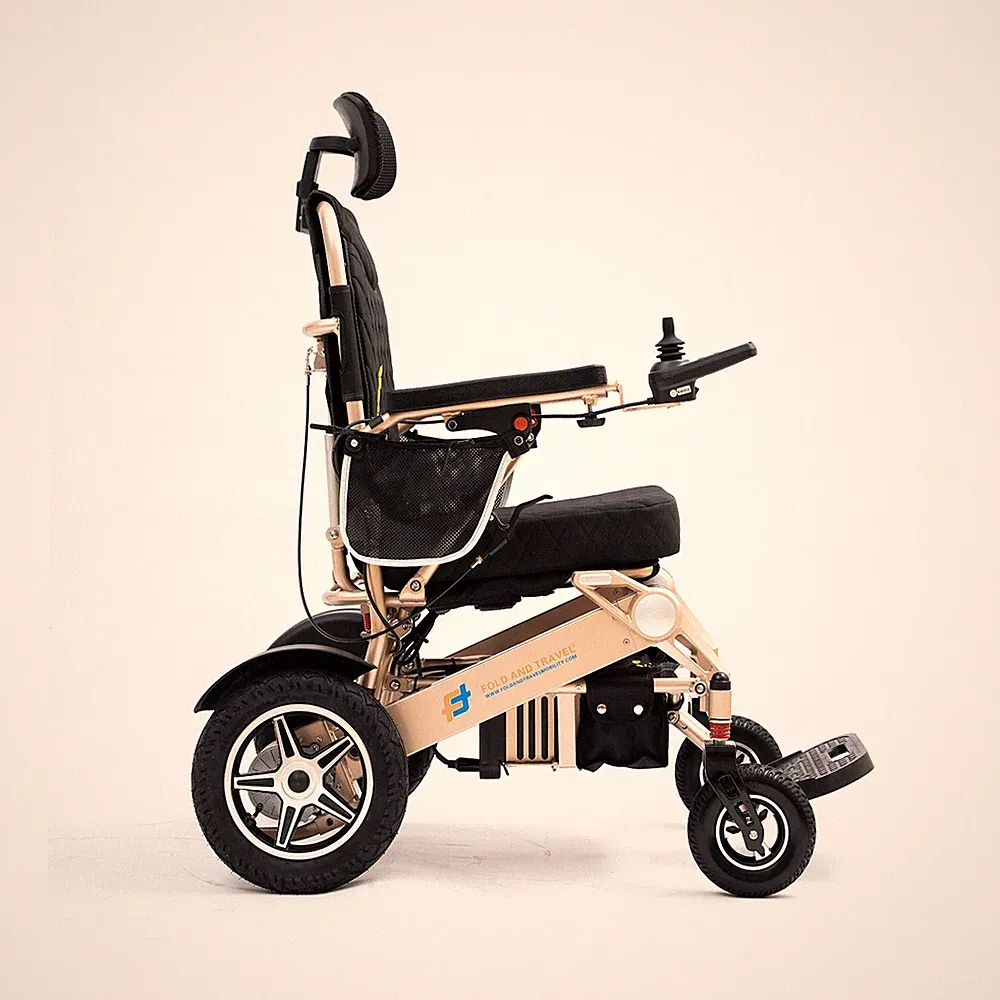 Manual Reclining Lightweight Foldable Electric Wheelchair with Remote Controller