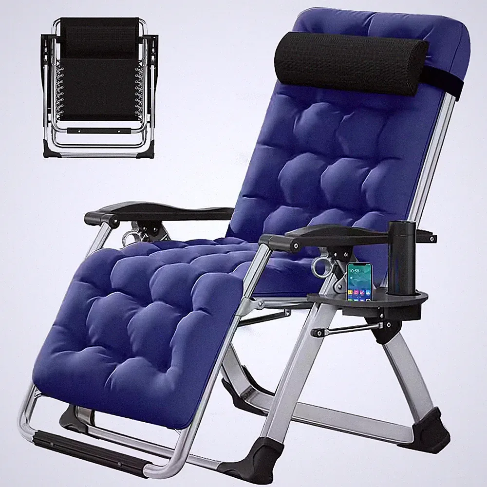 Oversized Padded Zero Gravity Chair, Folding Indoor Outdoor Patio Recliner W/Hea