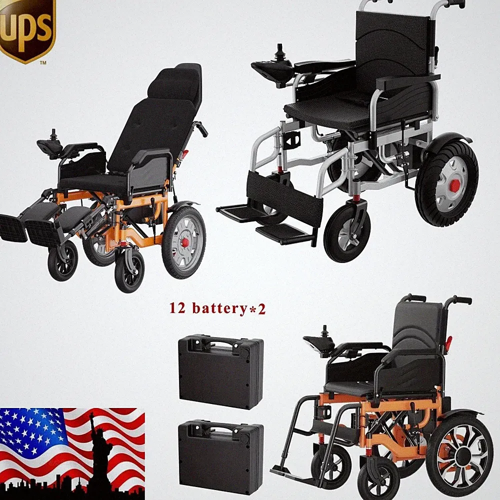 Reclining Electric Wheelchair Folding Intelligent Motorized Powerchair 12A/24A