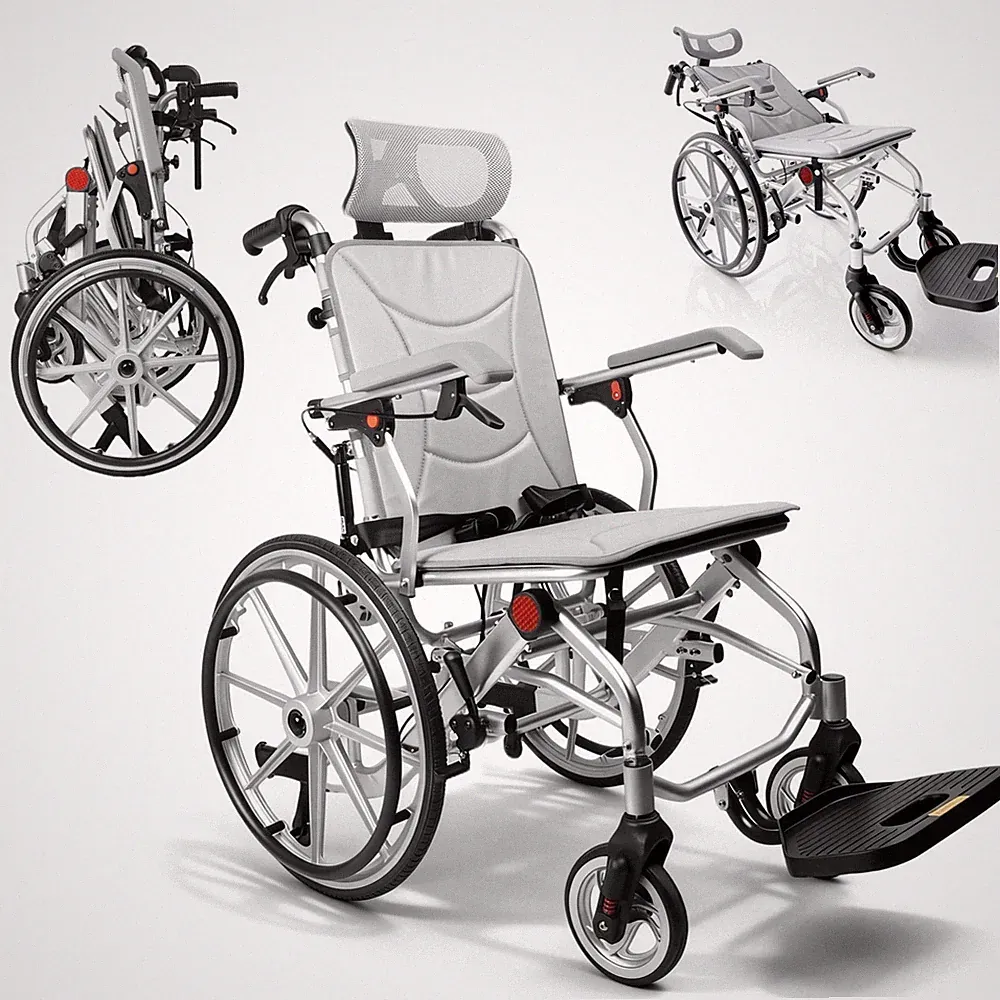 Reclining Lightweight Wheelchair – 330LB Capacity , 90°–135° Adjustable Backrest