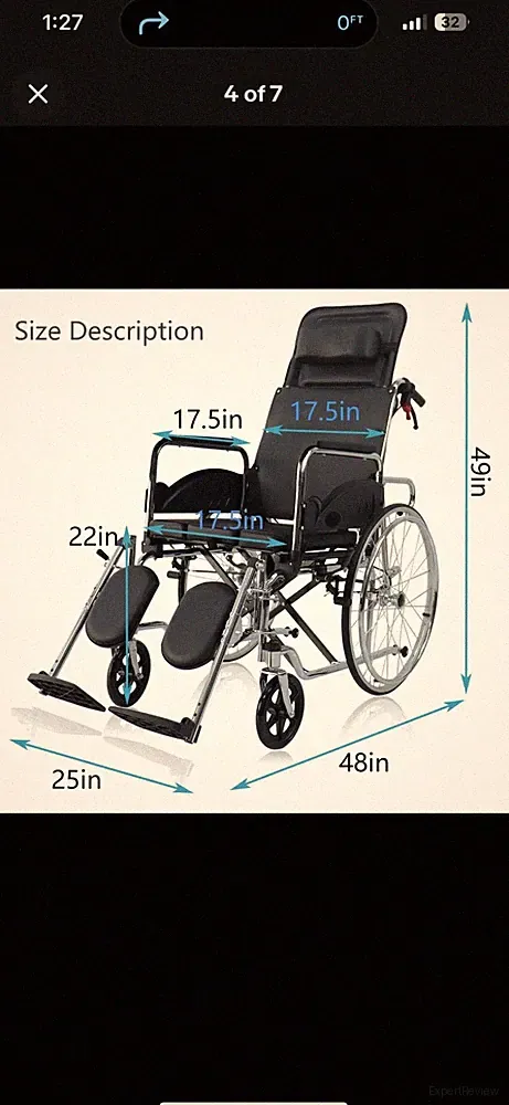 Reclining Manual Wheelchair 18" Wide Seat Elevating Legrests Removable Headrest