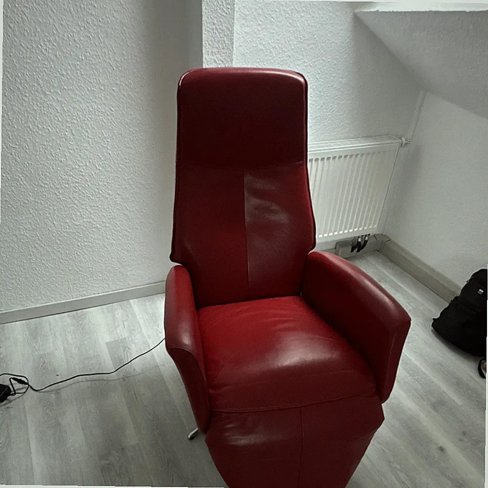 Red Electric Recliner Chair Leather Modern Indoor Living Room Metal Frame
