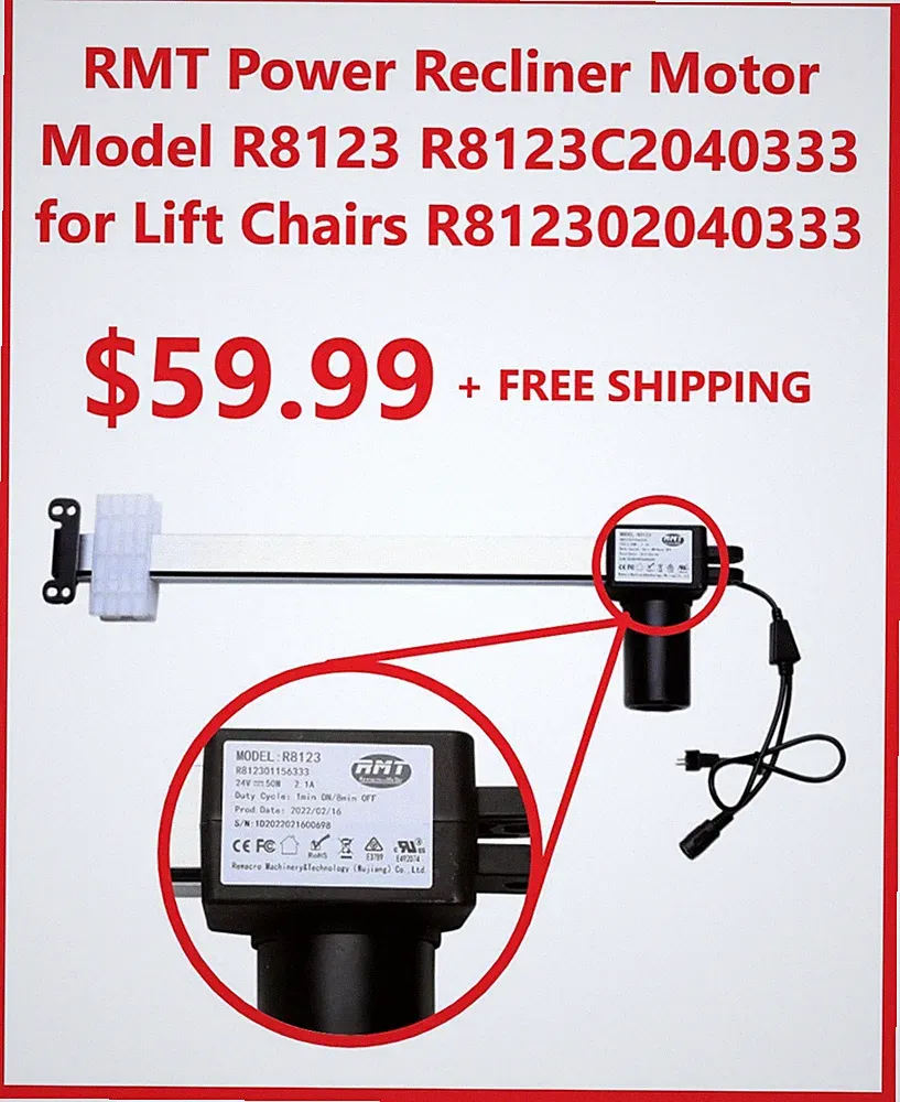 RMT Power Recliner Motor Model R8123 R8123C2040333 for Lift Chairs R812302040333