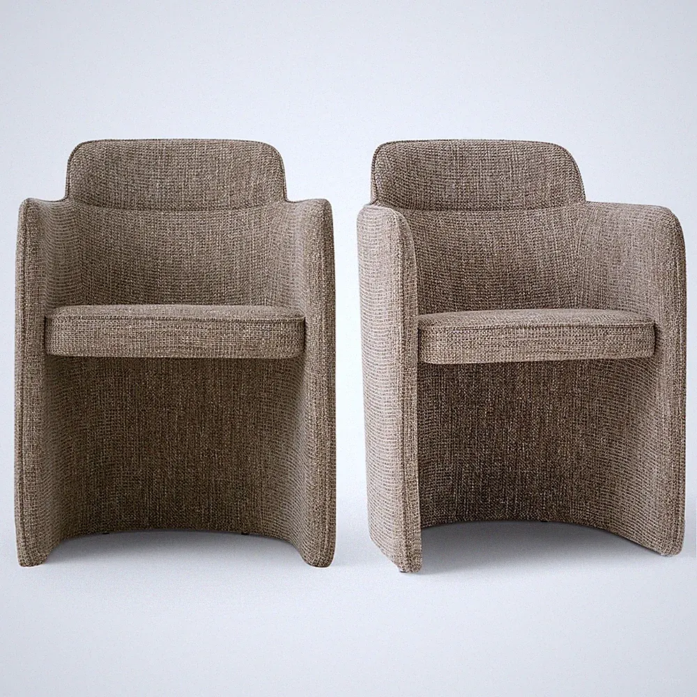 Upholstered Accent Chair Modern Barrel Chair w/Armrests Rounded Back Lounge